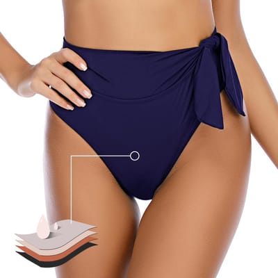 Allecto - Bikinibroek - Hoge Taille - Sexy Hotpants - Kleur: Zwart - Sneldrogend - Ideaal voor Strand en Zwemmen - Maten S t/m XL
