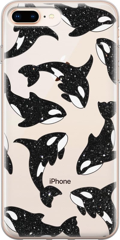 Hoesje geschikt voor iPhone 8 Plus - Orka - Soft Case - TPU - Print - Transparant - Mooie Telefoonhoesjes