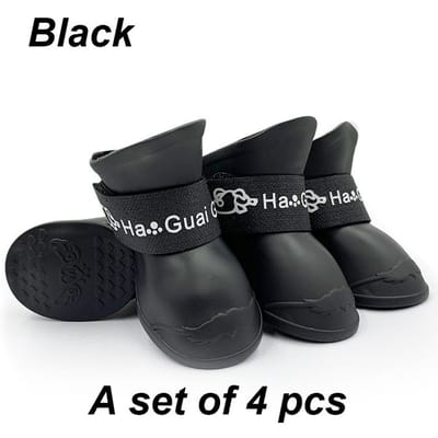 4 Stuks Huisdier Hond Schoenen Snoepkleur Waterdichte Laarsjes Rubber Klein Middelgroot Grote Honden Katten Buitenschoen Enkellaarsjes Huisdieraccessoires S black