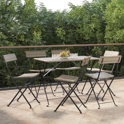 vidaXL - Opklapbare - stoelen, - 6 - stuks, - grijs, - van - polyrotan - en - staal.