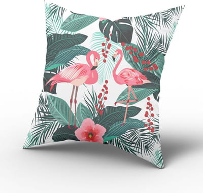 Kussen flamingo leaves-Kinderkamer decoratie-Kinderkamer accessoires-Kussen flamingo bladeren-Kussen incl binnen kussen-maat 40x40