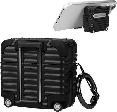 kwmobile Koptelefooncase met kofferdesign voor Apple Airpods 4 – zwart