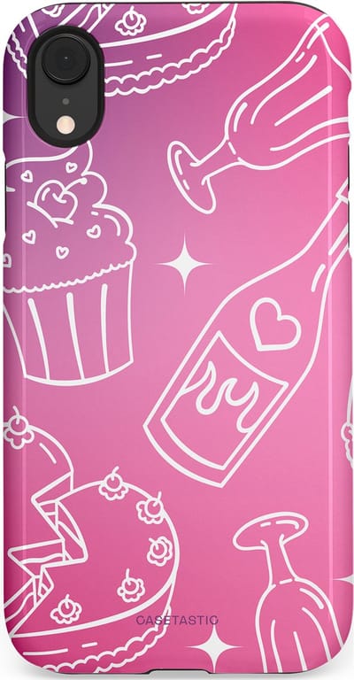 Casetastic Hoesje Geschikt voor Apple iPhone Xr - Stijlvolle Beschermende Duo-layer Case - Roze Gebakfeest