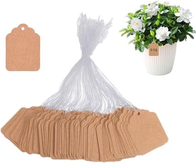 Kraft Prijslabels 500 Stuks - Bruine en Witte Cadeaulabels voor Kleding, Sieraden en Brocante Decoratie, 28 x 45 mm, Lege Papieren Labels
