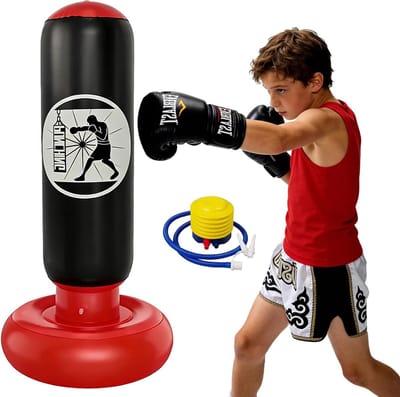 Staande Bokszak voor Kinderen van 6-12 Jaar - 160 cm Opblaasbare Bokszak voor Taekwondo, Kickboksen en MMA Training, Perfect Cadeau voor Jongens en Meisjes