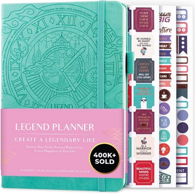 A5 Week- en Maandplanner Niet Gedateerd - Hardcover Lifeplanner voor Doelstellingen, Productiviteit en Georganiseerd Leven - Wekelijkse & Maandelijkse Layout met Stickers