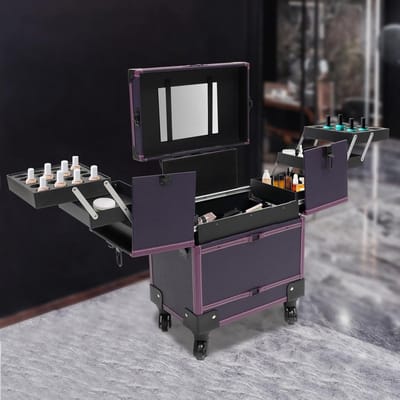 Cosmetica Koffer - Make-up Trolley - Schoonheidsverzorging - Verrijdbare Opbergruimte - 50 kg Draaglast - Lila