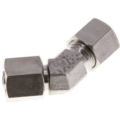 8L RVS 45gr L-stuk Snijringkoppeling Draaidoorvoer 315bar FKM O-ring en Afdichtconus Verstelbaar ISO 8434-1