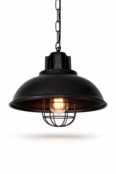 ® Premium Hoge Kwaliteit Industriële Hanglamp Landelijk Eetkamer Eettafel Lamp - 1 Hang Lamp - Industrieel Rond - Zwart