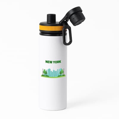 Hacebo® - New York stad waterfles met draaidop oranje - New york - mensen die naar New York zijn geweest of gaan - New York liefhebbers - souvenir - verjaardagscadeau - cadeau - kado - geschenk - verjaardag - water fles - 850ML