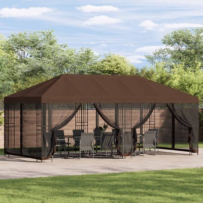 vidaXL - Tuinpaviljoen - 6 - x - 3 - m - Bruin - Polyester - en - Staal - 190 - gsm