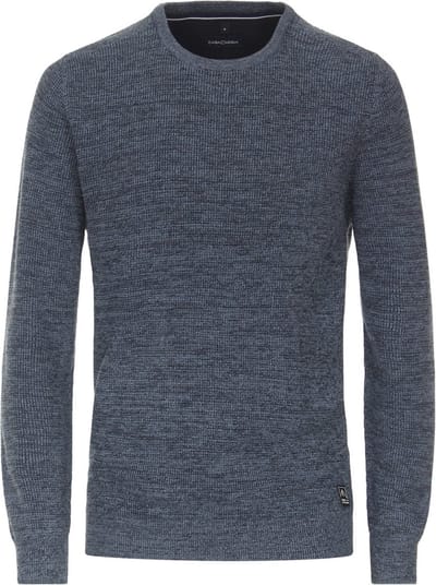 Casa Moda Nordic Expedition Trui Katoen Ronde Hals Blauw - XXL