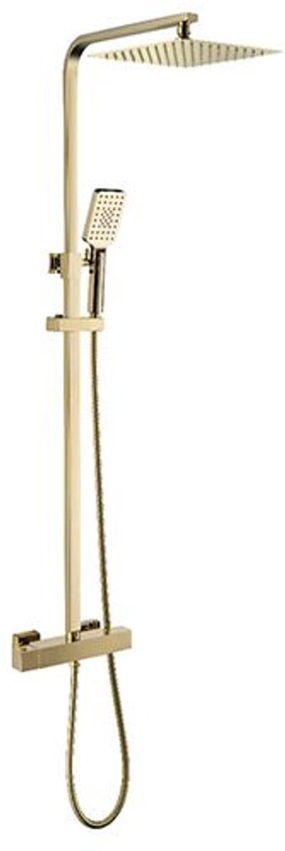 Hudor Douchepaneel Geborsteld Goud - Thermostaatkraan - Regendouche - Premium Messing Douchekolom - SC428 Scamandre Collectie - Mat Goud Design
