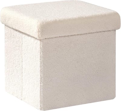 SNJY® Opbergpoef - Poef met Opbergruimte - Hocker met Inhoud - 32 x 32 x 32 cm - Wit