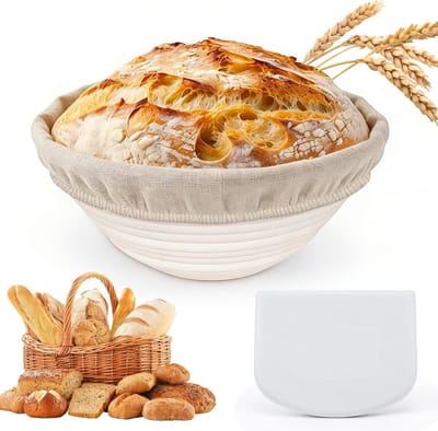 23 cm, inklapbare siliconen gistmand, broodvorm met linnen, schraper, rijsmand voor het bakken van brood