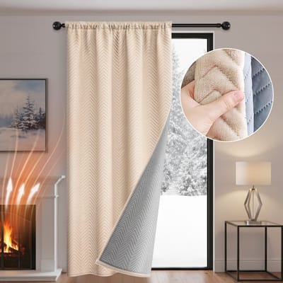 Qelus Verduisterende Gordijnen - Kant en Klaar Gordijn - Zware Verduisteringsgordijnen in Pluche - 1 stuk Voor Een Lekker Warme & Stille Woonkamer/Slaapkamer- B 140 x H 265cm (Beige)
