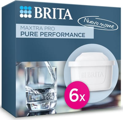 BRITA waterfilterpatroon MAXTRA PRO Pure Performance 6 pack - Originele navulling voor alle BRITA kannen voor puur smakend kraanwater - filtert verontreinigingen zoals PFAS*, chloor, kalkaanslag en metalen