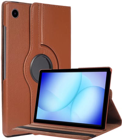 Hoesje - Geschikt voor Samsung Galaxy Tab A11 Plus / A9 Plus - 360 Graden Hoes - Draaibare Hard Cover Case - Tablethoes Draaibaar - Bruin
