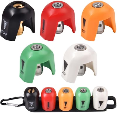 Dailygoods - LEONTOOL Set van 5 sproeikoppen voor hogedrukreiniger met snelle aansluiting voor SPX3000-TPS, Sun Joe SPX serie 3000 en hogedrukreiniger (0, 15, 25, 40 graden, zeep)