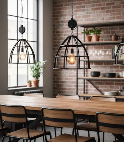Hanglamp Industrial Grid – Zwarte - Zwart - – Zwarte Stalen Katrol Lamp - Medahomestore