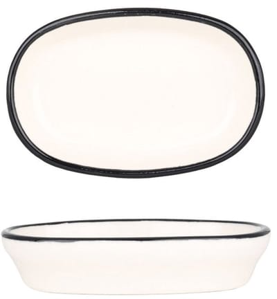Bonna Serveerschaal - Linea Black - Porselein - 10 cm - set van 2
