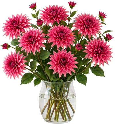 Mica Decorations Kunstbloem Dahlia Artistic - 10x - H74 cm - roze - kunststof - stelen kunstbloemen - boeket - bloemetjes