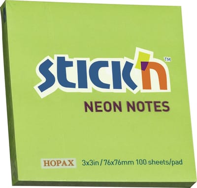Stick'n Sticky Notes - Memoblok - 76x76mm - Neon Groen - 100 Memoblaadjes