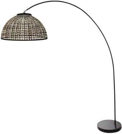 Vloerlamp Solva trendy zwart bamboe en metaal kantelbaar 3409ZW + K2016BS binnen