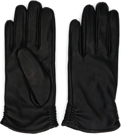 Manfield - Dames - Zwarte leren handschoenen - Maat L