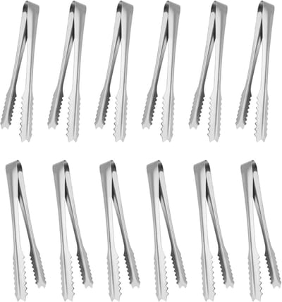 EXCITAT Voedseltangen - IJsblokjestangen - Gebakstangen - Multifunctioneel - Geschikt voor bruiloften, feesten, buffetten, barbecues - 12 stuks