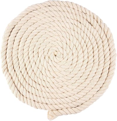 Dik Katoenen Touw 15mm x 5M, Natuurlijke Gedraaide Touw voor Ambachten, Wanddecoratie, Plantenhanger en Tuinieren
