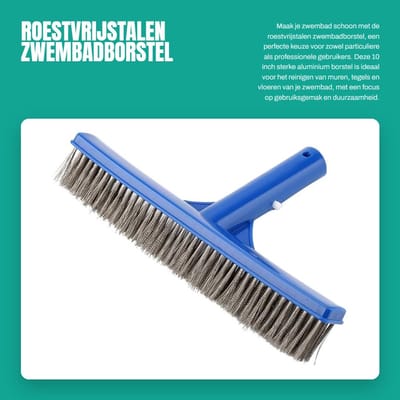 Dailygoods- Zwembadborstel Roestvrij staal - Aluminium Handvat - Harde Stalen Borstels - Lichtgewicht - Corrosiebestendig - Hoogwaardige Reinigingsefficiëntie - Zwembadreiniger