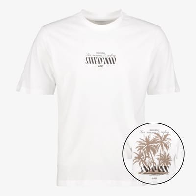JJ REBEL heren T-shirt met backprint wit - Maat S