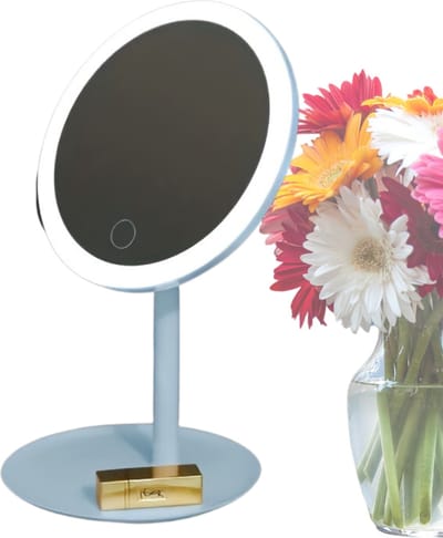 Livano Opmaakspiegel Met Ledverlichting - Make Up Spiegel - Met Led Verlichting - Tafelspiegel - Met Licht - Staande Spiegel - Blauw