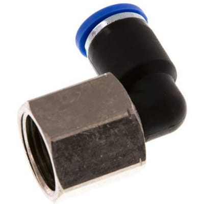8mm x G3/8'' 90 graden L-verbinding Messing/PA 66 Insteekfitting Binnendraad Draaibaar NBR [2 Stuks]