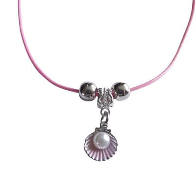 2 Love it Parelschelp R - Ketting - Leer - Lengte: 45 cm - Roze