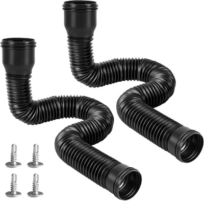 Flexibele regenpijp verlenging voor dakgoot - Uitrekbare afvoerslang 47 tot 150 cm, 80/100 mm, zwart, 2 stuks