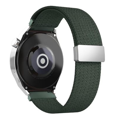 Nylon bandje - geschikt voor Garmin Venu (2 Plus) / Venu SQ (2) / Vivomove (Style - Sport) / Vivoactive 3 / 5 / 6 / Forerunner 55 / 165 / 245 / 645 / 570 - 42mm - magneet - army groen
