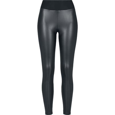 Urban Classics Legging - Ladies Faux Leather High Waist Leggings - XS tot 5XL - voor Vrouwen - zwart