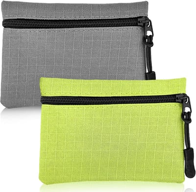 Draagbare Mini Portemonnee voor Vrouwen en Mannen van Oxford Stof, 2 Stuks, Geschikt voor Munten en Kleine Spullen, Grijs en Groen