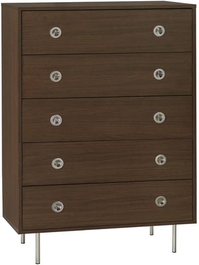 sweeek - Vintage ladekast 5 lades houtdecor en roestvrij staal 80cm - shelby