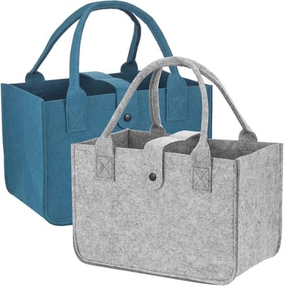 XL Vilten Opbergtas 2 Stuks - Draagtas Voor Boodschappen, Speelgoed, Kleding en Meer