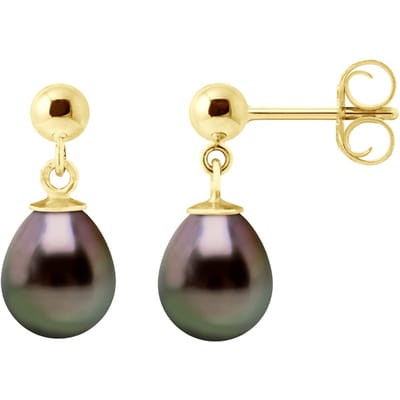 Oorbellen Echte Cultiveerde Tahiti Parel Pear 8-9 mm