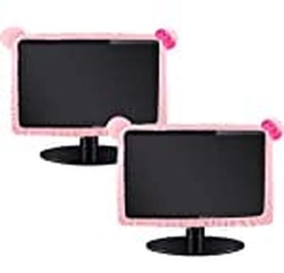 Monitorhoes met Kattenoren - 27" tot 34" Stofdichte Cover in Roze voor PC, Laptop en TV