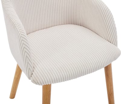 Vente-unique Set van 2 stoelen met armleuningen van ribfluweel en heveahout - Crèmewit - JELISA