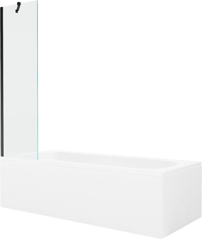 Mexen Vega rechthoekig bad 150 x 70 met ombouw en 1-vleugelig scherm 50 , transparant, zwart - 550115070X9505000070