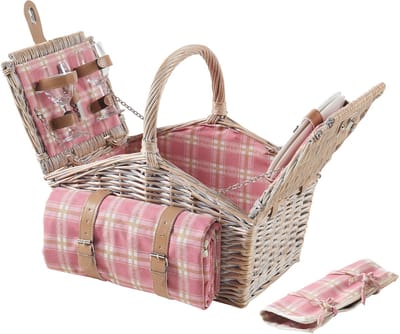 Picknickmand Bucchianico 2-persoons picknickset geel en wit casa.pro