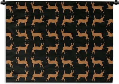 Wandkleed - Wanddoek - Patroon - Hert - Zwart - Bruin - 60x45 cm - Wandtapijt