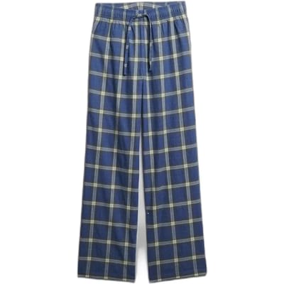 Superdry Katoenen Geruite Broek met Elastische Band Blauw Grootte: 36