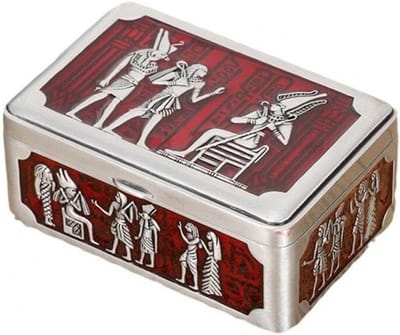 Sieraden Doos - Opbergdoosje Antiek - Sieraden Organiseren - Met Gravure Deksel - 9 x 6 x 3.7 cm
